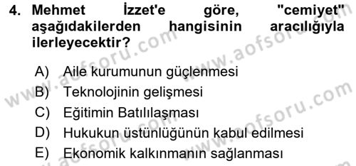 Türk Sosyologları Dersi 2025 - 2026 Yılı (Vize) Ara Sınav Soruları 4. Soru