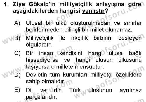 Türk Sosyologları Dersi 2025 - 2026 Yılı (Final) Dönem Sonu Sınav Soruları 1. Soru