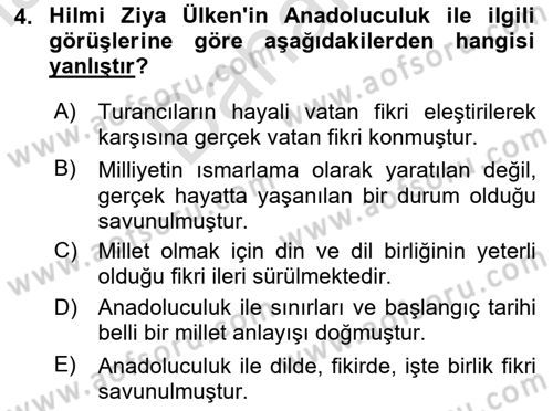 Türk Sosyologları Dersi 2025 - 2026 Yılı (Final) Dönem Sonu Sınav Soruları 4. Soru