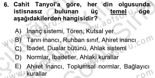 Türk Sosyologları Dersi 2025 - 2026 Yılı (Final) Dönem Sonu Sınav Soruları 6. Soru
