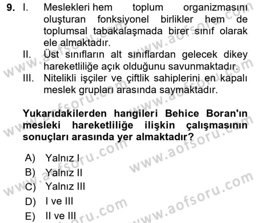 Türk Sosyologları Dersi 2025 - 2026 Yılı (Final) Dönem Sonu Sınav Soruları 9. Soru