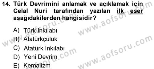 Türkiye´de Sosyoloji Dersi 2012 - 2013 Yılı (Vize) Ara Sınav Soruları 14. Soru