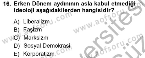Türkiye´de Sosyoloji Dersi 2012 - 2013 Yılı (Vize) Ara Sınav Soruları 16. Soru