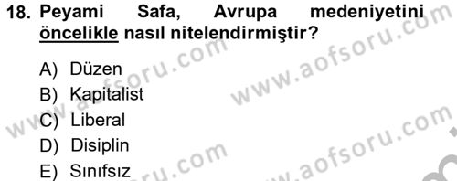 Türkiye´de Sosyoloji Dersi 2012 - 2013 Yılı (Vize) Ara Sınav Soruları 18. Soru