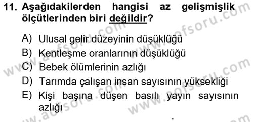 Türkiye´de Sosyoloji Dersi 2012 - 2013 Yılı (Final) Dönem Sonu Sınav Soruları 11. Soru