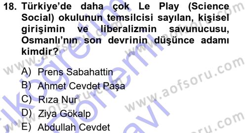 Türkiye´de Sosyoloji Dersi 2012 - 2013 Yılı (Final) Dönem Sonu Sınav Soruları 18. Soru