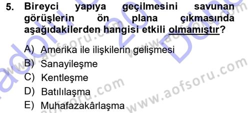 Türkiye´de Sosyoloji Dersi 2012 - 2013 Yılı (Final) Dönem Sonu Sınav Soruları 5. Soru