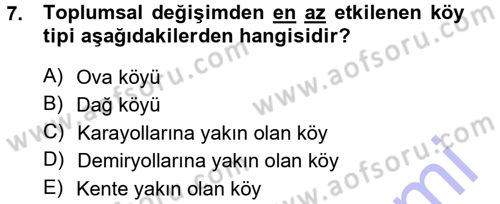 Türkiye´de Sosyoloji Dersi 2012 - 2013 Yılı (Final) Dönem Sonu Sınav Soruları 7. Soru