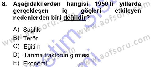 Türkiye´de Sosyoloji Dersi 2012 - 2013 Yılı (Final) Dönem Sonu Sınav Soruları 8. Soru