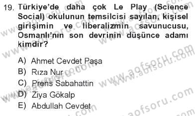 Türkiye´de Sosyoloji Dersi 2012 - 2013 Yılı Tek Ders Sınav Soruları 19. Soru