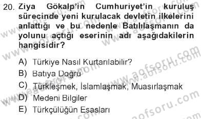 Türkiye´de Sosyoloji Dersi 2012 - 2013 Yılı Tek Ders Sınav Soruları 20. Soru