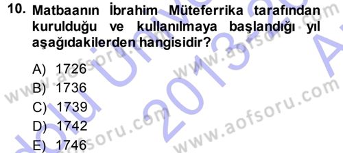 Türkiye´de Sosyoloji Dersi 2013 - 2014 Yılı (Vize) Ara Sınav Soruları 10. Soru