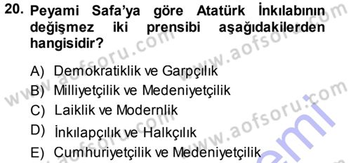 Türkiye´de Sosyoloji Dersi Ara Sınavı Deneme Sınav Soruları 20. Soru