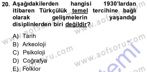 Türkiye´de Sosyoloji Dersi 2013 - 2014 Yılı (Final) Dönem Sonu Sınav Soruları 20. Soru