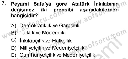 Türkiye´de Sosyoloji Dersi 2013 - 2014 Yılı Tek Ders Sınav Soruları 7. Soru