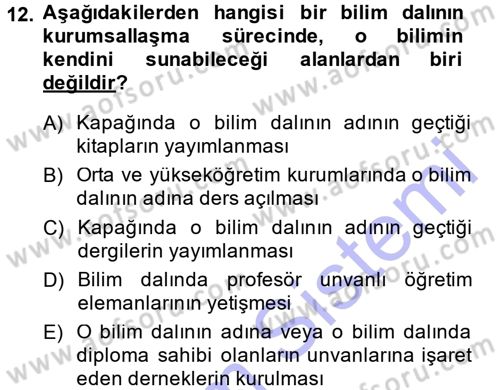 Türkiye´de Sosyoloji Dersi Ara Sınavı Deneme Sınav Soruları 12. Soru