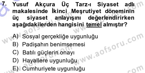 Türkiye´de Sosyoloji Dersi Ara Sınavı Deneme Sınav Soruları 7. Soru