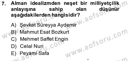 Türkiye´de Sosyoloji Dersi 2014 - 2015 Yılı (Final) Dönem Sonu Sınav Soruları 7. Soru