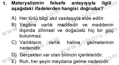 Türkiye´de Sosyoloji Dersi 2014 - 2015 Yılı Tek Ders Sınav Soruları 1. Soru