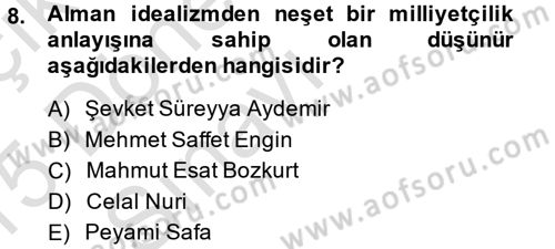 Türkiye´de Sosyoloji Dersi 2014 - 2015 Yılı Tek Ders Sınav Soruları 8. Soru