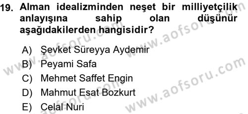 Türkiye´de Sosyoloji Dersi Ara Sınavı Deneme Sınav Soruları 19. Soru