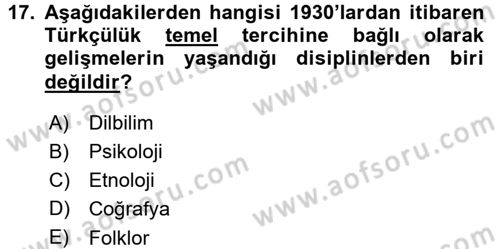 Türkiye´de Sosyoloji Dersi 2015 - 2016 Yılı (Final) Dönem Sonu Sınav Soruları 17. Soru