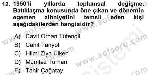 Türkiye´de Sosyoloji Dersi 2015 - 2016 Yılı Tek Ders Sınav Soruları 12. Soru