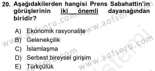 Türkiye´de Sosyoloji Dersi 2015 - 2016 Yılı Tek Ders Sınav Soruları 20. Soru