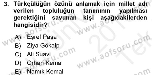Türkiye´de Sosyoloji Dersi 2015 - 2016 Yılı Tek Ders Sınav Soruları 3. Soru