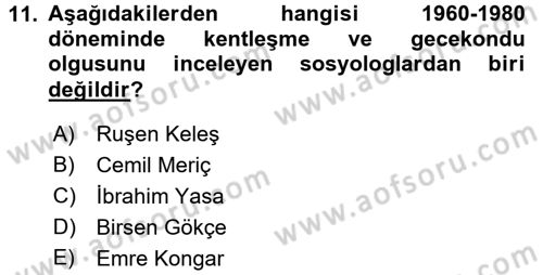 Türkiye´de Sosyoloji Dersi 2016 - 2017 Yılı 3 Ders Sınav Soruları 11. Soru