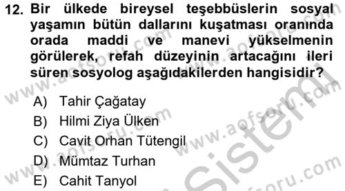 Türkiye´de Sosyoloji Dersi 2016 - 2017 Yılı 3 Ders Sınav Soruları 12. Soru