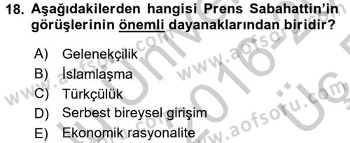 Türkiye´de Sosyoloji Dersi 2016 - 2017 Yılı 3 Ders Sınav Soruları 18. Soru