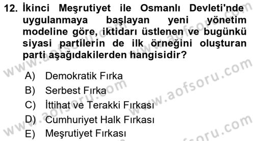 Türkiye´de Sosyoloji Dersi Ara Sınavı Deneme Sınav Soruları 12. Soru
