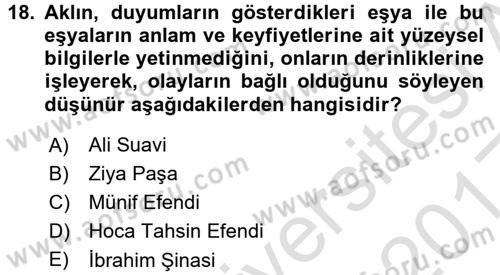 Türkiye´de Sosyoloji Dersi 2016 - 2017 Yılı (Vize) Ara Sınav Soruları 18. Soru