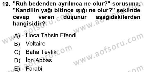 Türkiye´de Sosyoloji Dersi 2016 - 2017 Yılı (Vize) Ara Sınav Soruları 19. Soru