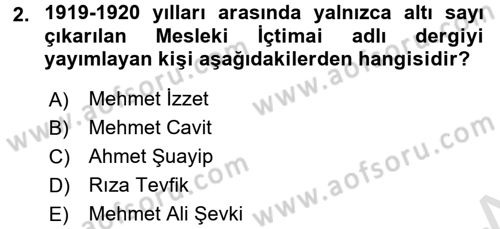 Türkiye´de Sosyoloji Dersi 2016 - 2017 Yılı (Vize) Ara Sınav Soruları 2. Soru