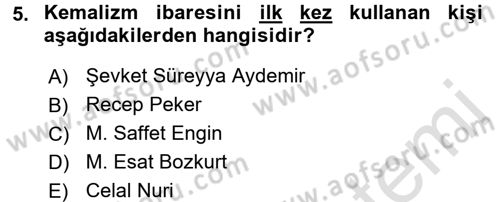 Türkiye´de Sosyoloji Dersi 2016 - 2017 Yılı (Vize) Ara Sınavı 5. Soru