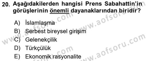 Türkiye´de Sosyoloji Dersi 2016 - 2017 Yılı (Final) Dönem Sonu Sınav Soruları 20. Soru