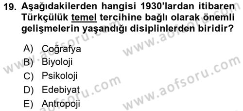 Türkiye´de Sosyoloji Dersi 2017 - 2018 Yılı 3 Ders Sınav Soruları 19. Soru