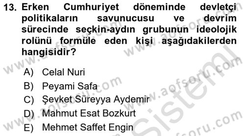 Türkiye´de Sosyoloji Dersi Ara Sınavı Deneme Sınav Soruları 13. Soru