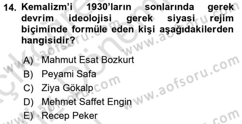 Türkiye´de Sosyoloji Dersi Ara Sınavı Deneme Sınav Soruları 14. Soru