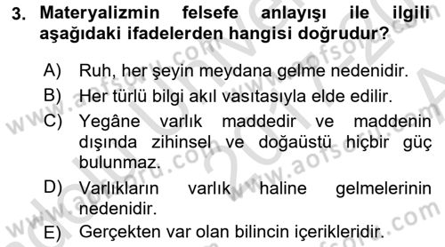 Türkiye´de Sosyoloji Dersi Ara Sınavı Deneme Sınav Soruları 3. Soru