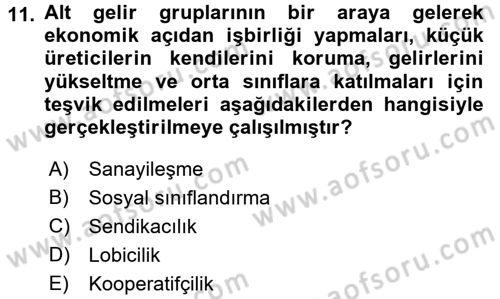 Türkiye´de Sosyoloji Dersi 2017 - 2018 Yılı (Final) Dönem Sonu Sınav Soruları 11. Soru