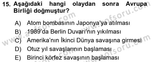 Türkiye´de Sosyoloji Dersi 2017 - 2018 Yılı (Final) Dönem Sonu Sınav Soruları 15. Soru