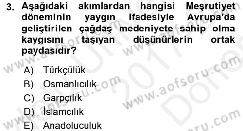 Türkiye´de Sosyoloji Dersi 2017 - 2018 Yılı (Final) Dönem Sonu Sınav Soruları 3. Soru
