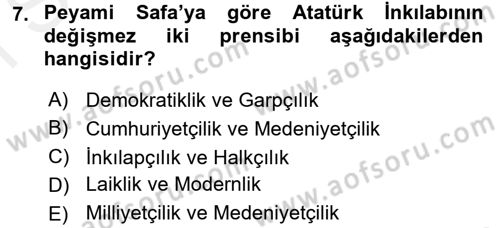 Türkiye´de Sosyoloji Dersi 2017 - 2018 Yılı (Final) Dönem Sonu Sınav Soruları 7. Soru