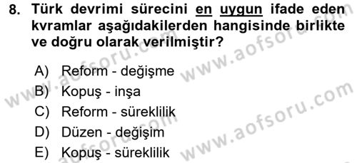 Türkiye´de Sosyoloji Dersi 2017 - 2018 Yılı (Final) Dönem Sonu Sınav Soruları 8. Soru