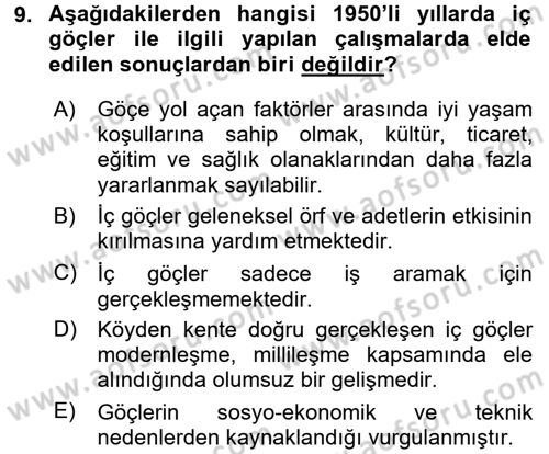 Türkiye´de Sosyoloji Dersi 2017 - 2018 Yılı (Final) Dönem Sonu Sınav Soruları 9. Soru
