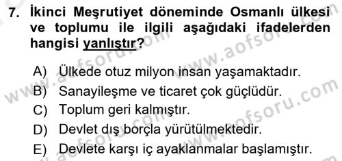 Türkiye´de Sosyoloji Dersi Ara Sınavı Deneme Sınav Soruları 7. Soru