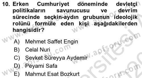 Türkiye´de Sosyoloji Dersi Ara Sınavı Deneme Sınav Soruları 10. Soru